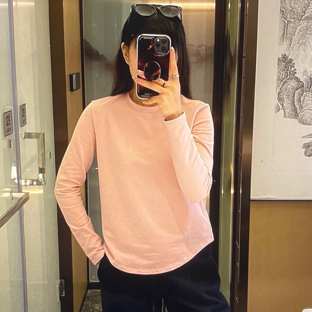 lululemon athletica Long-Sleeve Crew Tee in Light Pink